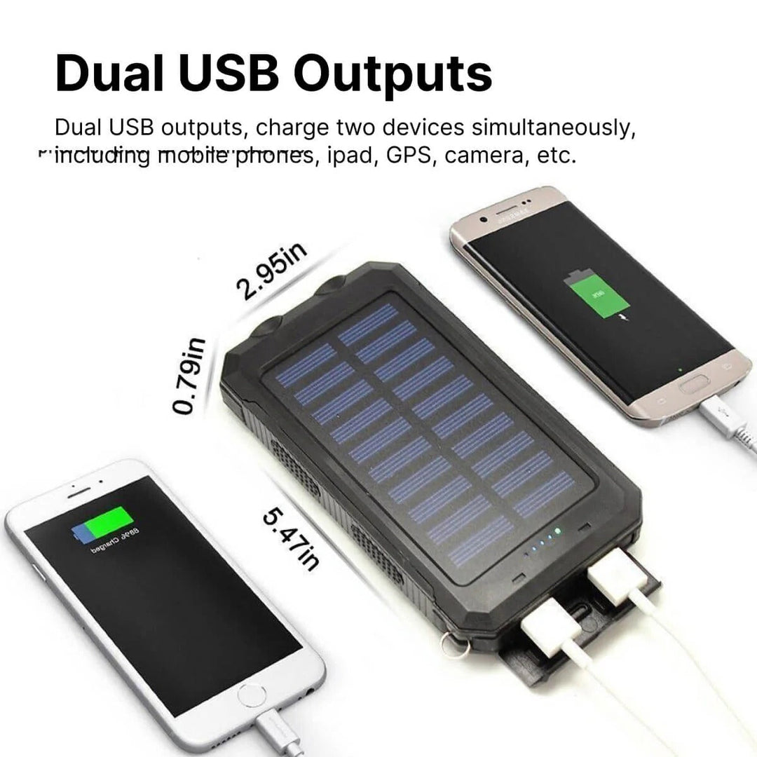 Solar Power Bank Charger Waterproof Portable Battery Pack