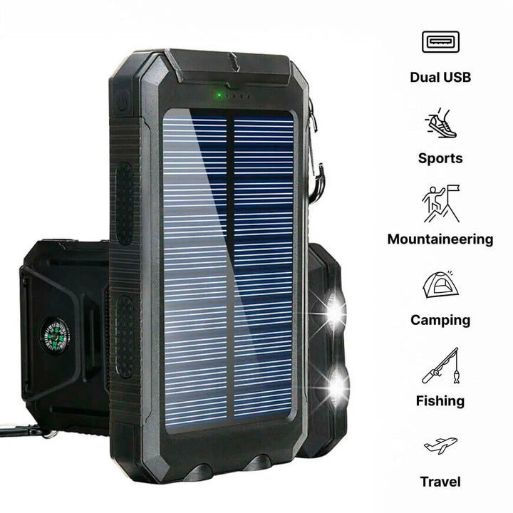 Solar Power Bank Charger Waterproof Portable Battery Pack