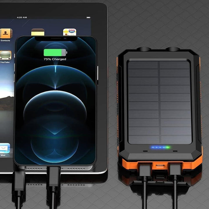 Solar Power Bank Waterproof Charger Torch Light