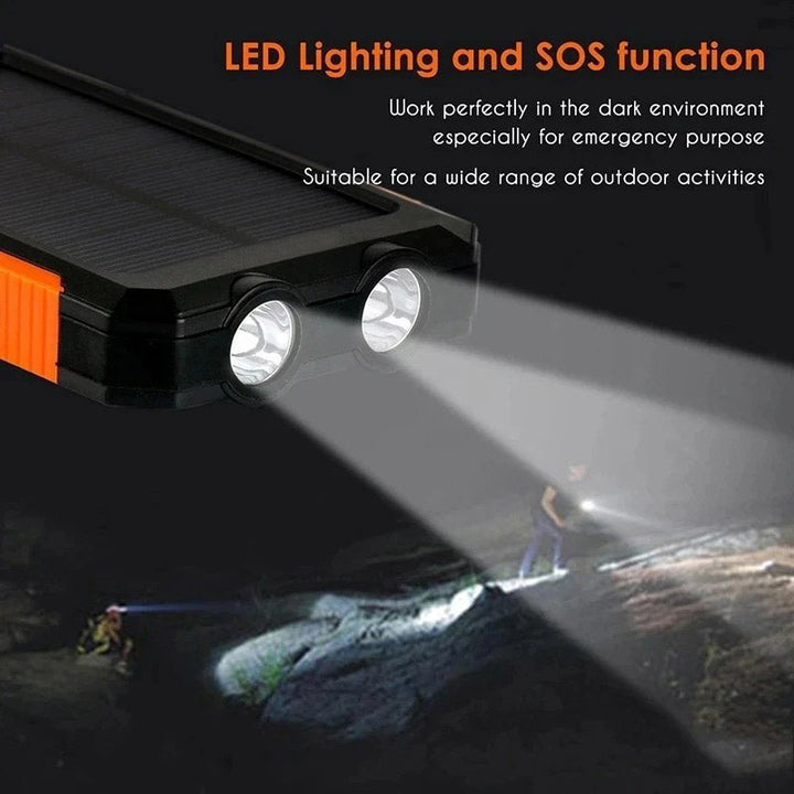 Solar Power Bank Waterproof Charger Torch Light