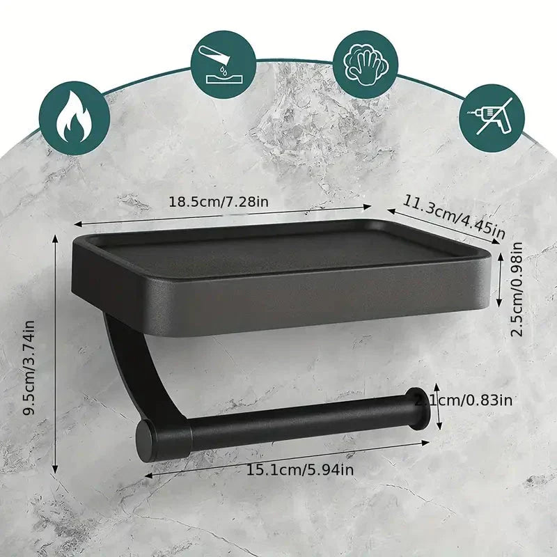 Toilet Roll Holder with Shelf Storage Unit