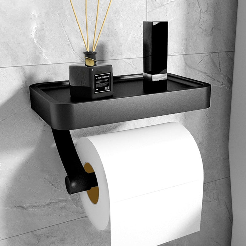 Toilet Roll Holder with Shelf Storage Unit