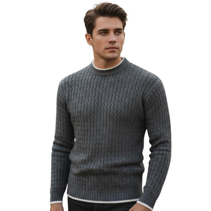 Mens Slim Fit Knit Sweater Mock Neck Long Sleeve Pullover