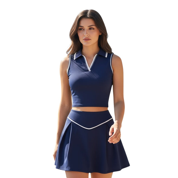 Women’s 2 Piece Tennis Outfit Sleeveless Sports Top and Skirt Set