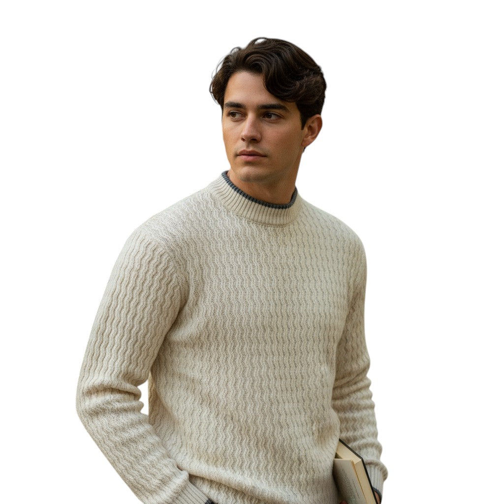 Mens Slim Fit Knit Sweater Mock Neck Long Sleeve Pullover
