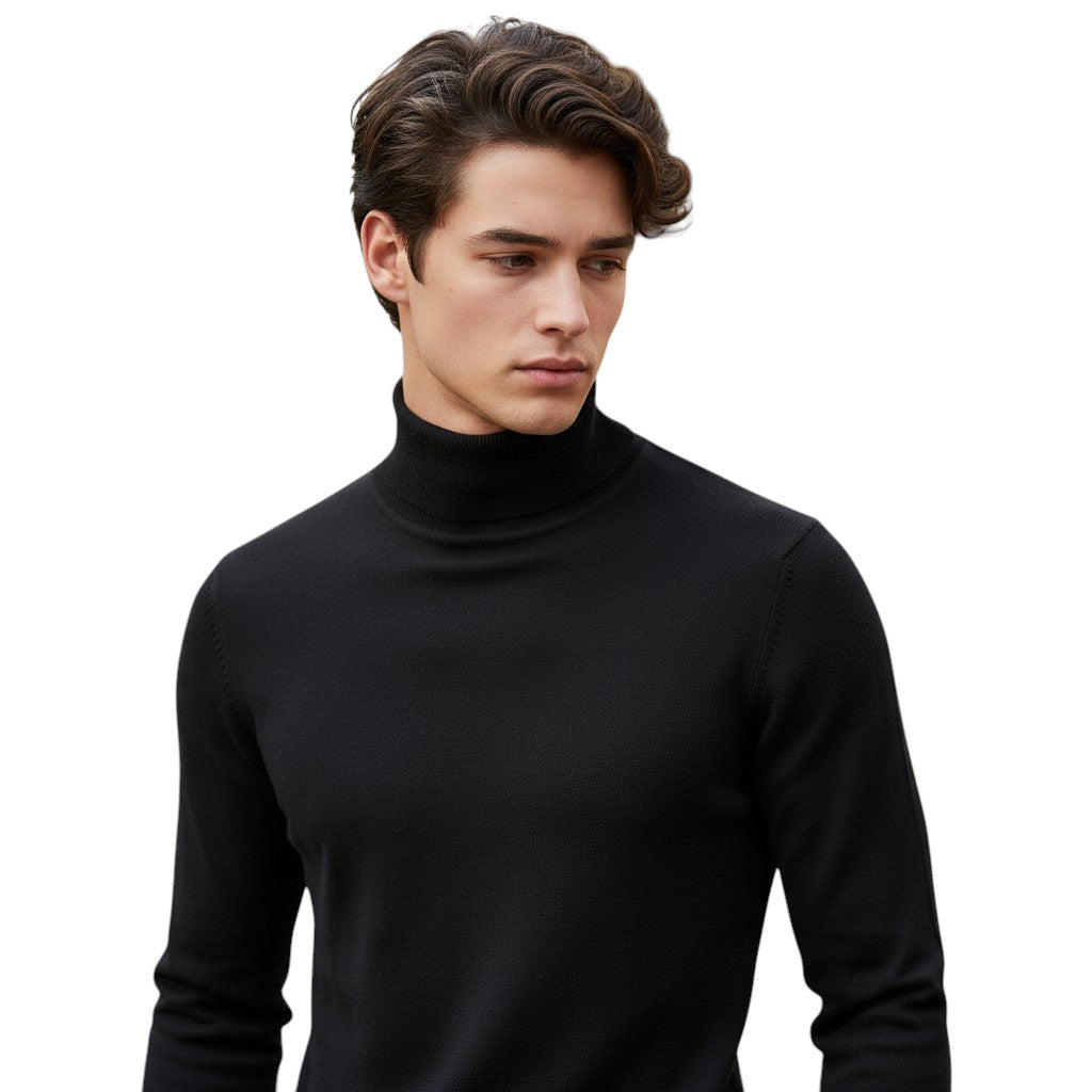 Mens Mock Neck Knit Sweater Long Sleeve Pullover