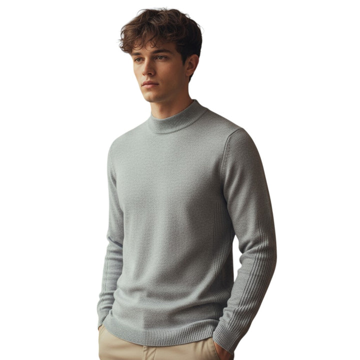 Mens Mock Neck Knit Sweater Long Sleeve Pullover
