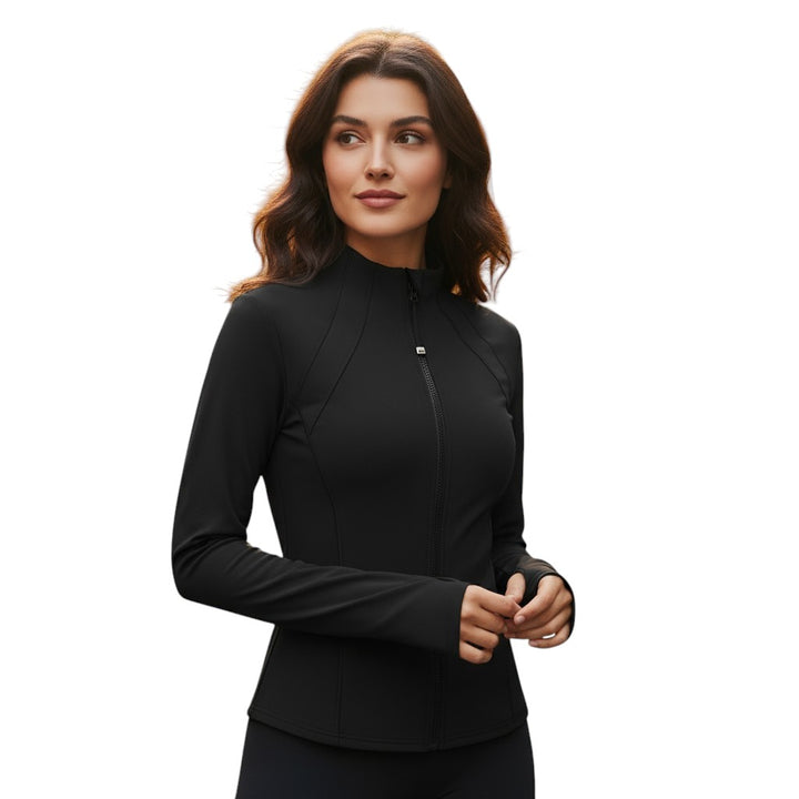 Womens Slim Fit Sports Jacket Long Sleeve Zip Athletic Jacket