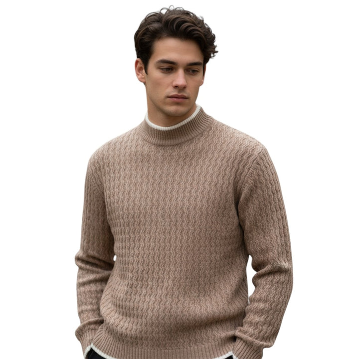 Mens Slim Fit Knit Sweater Mock Neck Long Sleeve Pullover