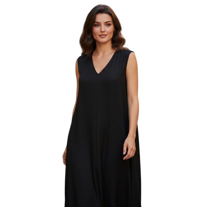 Womens Sleeveless Maxi Dress with V Neck