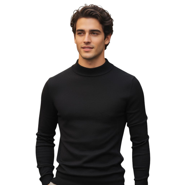 Mens Mock Neck Knit Sweater Long Sleeve Pullover