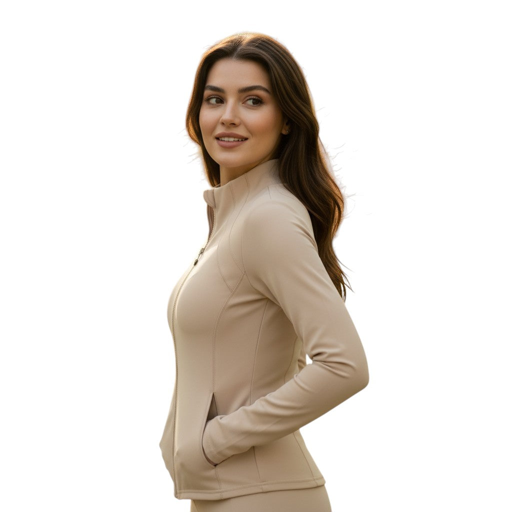 Womens Slim Fit Sports Jacket Long Sleeve Zip Athletic Jacket