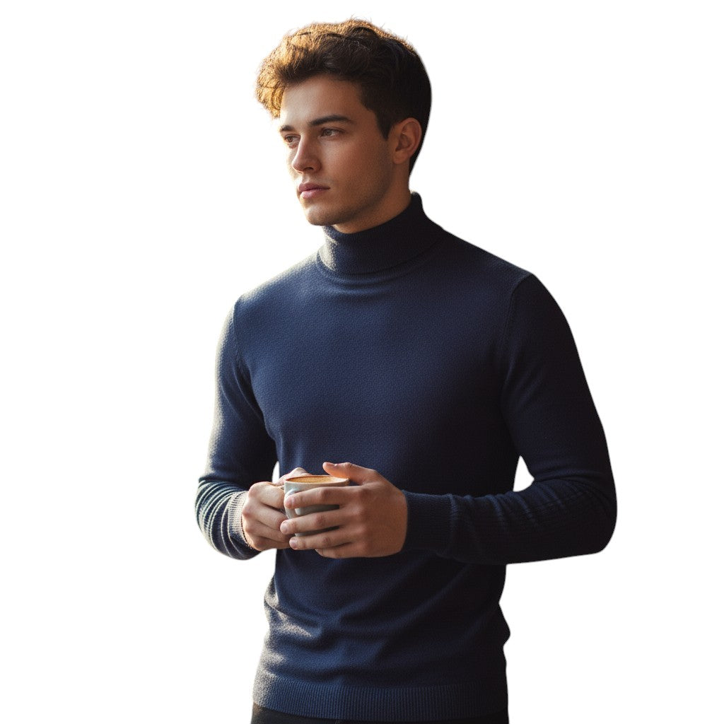 Mens Mock Neck Knit Sweater Long Sleeve Pullover