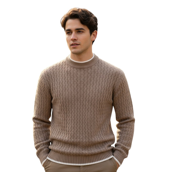 Mens Slim Fit Knit Sweater Mock Neck Long Sleeve Pullover