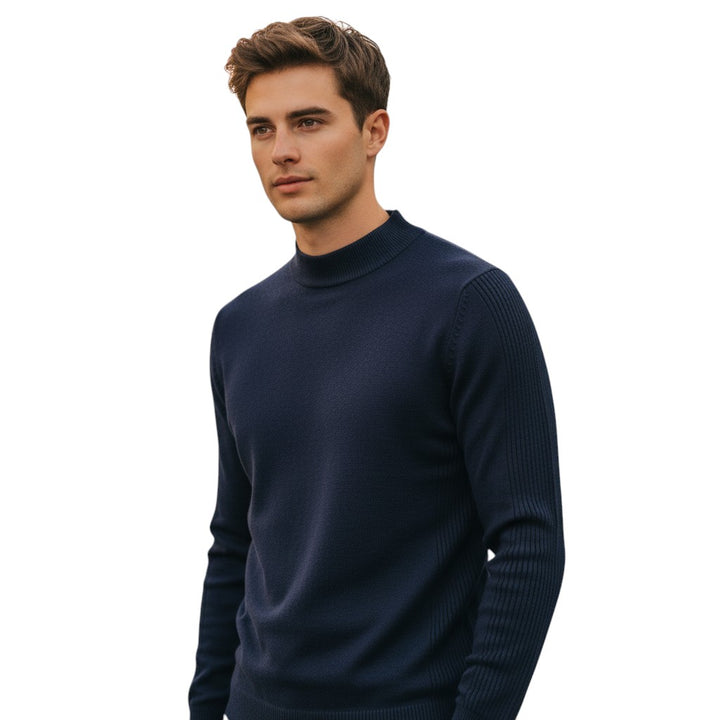Mens Mock Neck Knit Sweater Long Sleeve Pullover