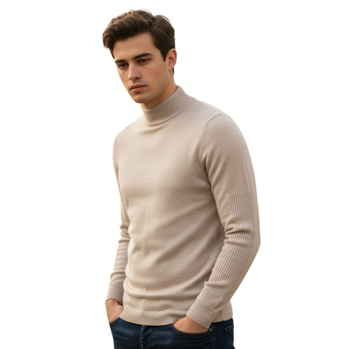 Mens Mock Neck Knit Sweater Long Sleeve Pullover