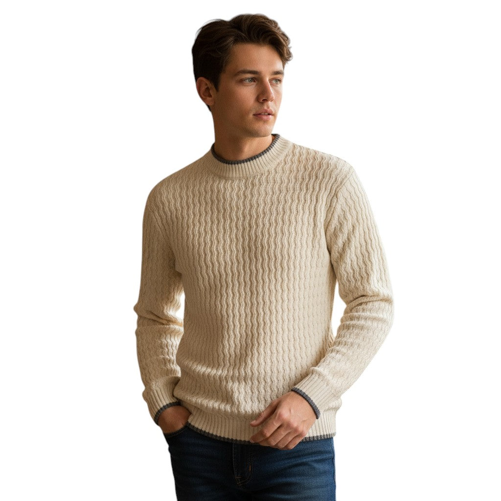 Mens Slim Fit Knit Sweater Mock Neck Long Sleeve Pullover