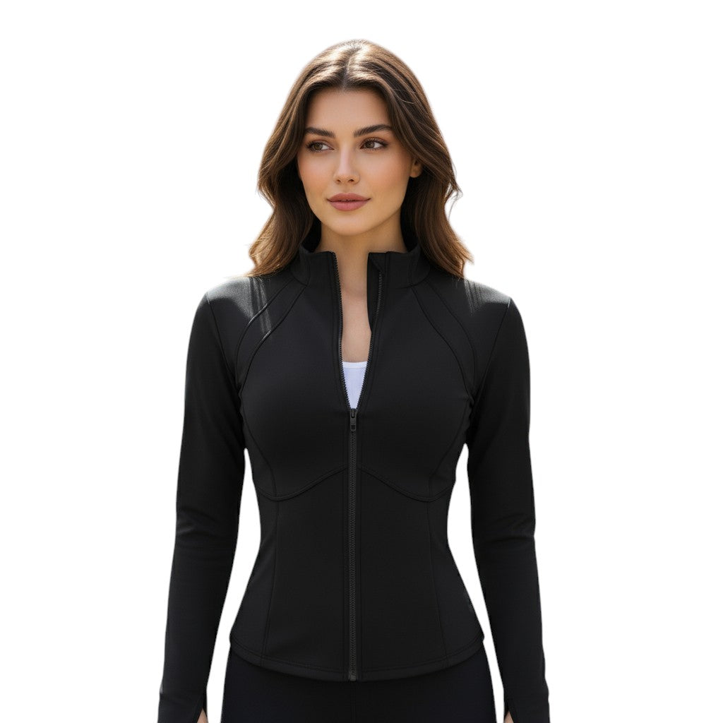 Womens Slim Fit Sports Jacket Long Sleeve Zip Athletic Jacket
