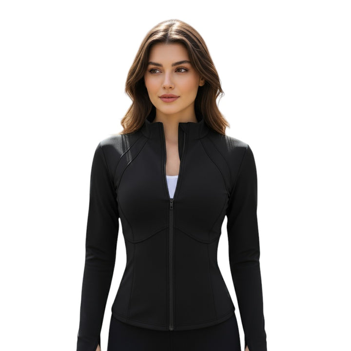 Womens Slim Fit Sports Jacket Long Sleeve Zip Athletic Jacket