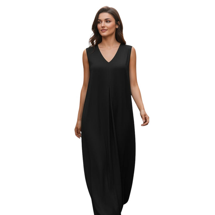 Womens Sleeveless Maxi Dress with V Neck