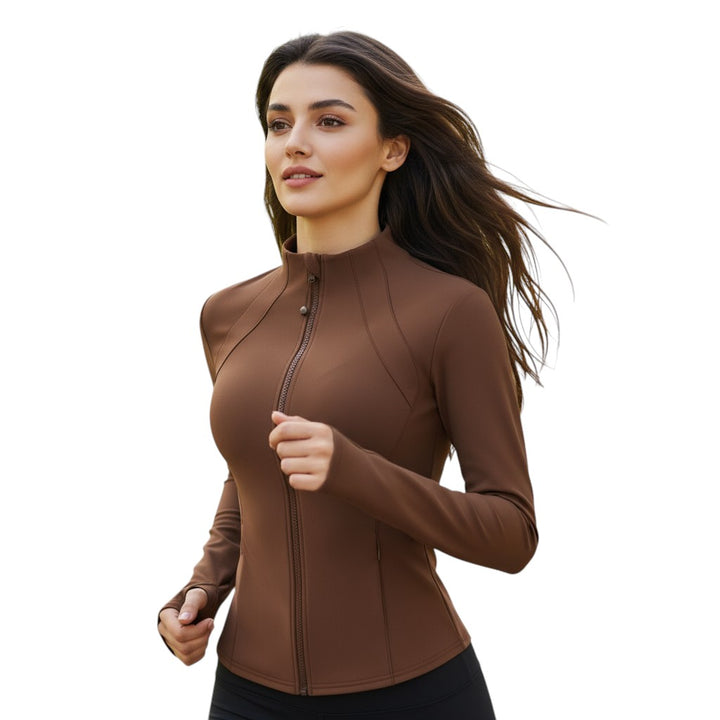 Womens Slim Fit Sports Jacket Long Sleeve Zip Athletic Jacket