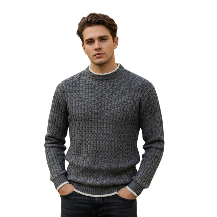 Mens Slim Fit Knit Sweater Mock Neck Long Sleeve Pullover