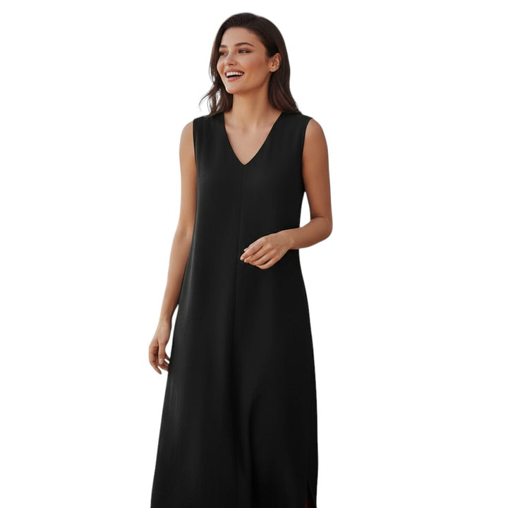 Womens Sleeveless Maxi Dress with V Neck