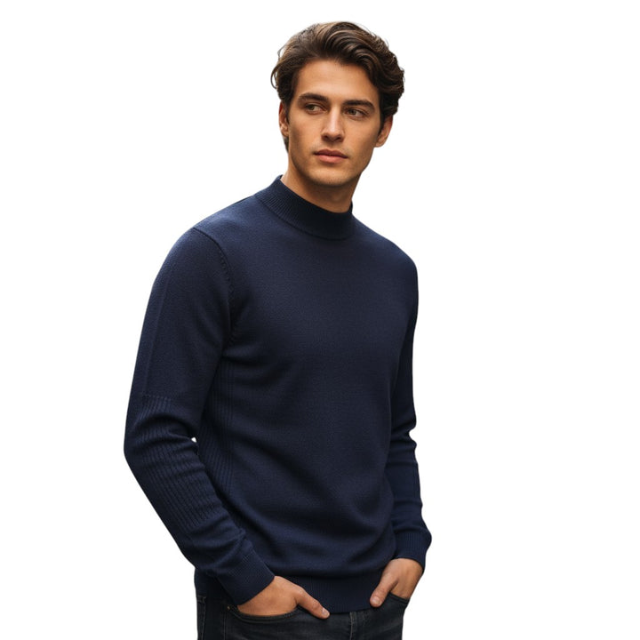 Mens Mock Neck Knit Sweater Long Sleeve Pullover