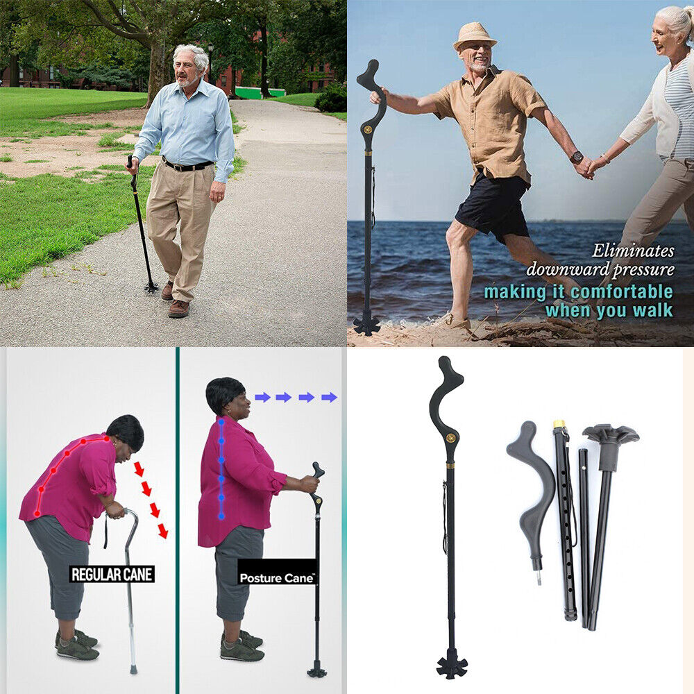 Adjustable Walking Stick Cane Ergonomic Grip Lightweight