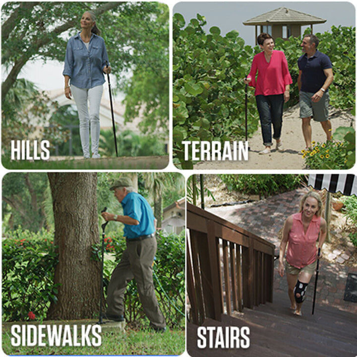 Adjustable Walking Stick Cane Ergonomic Grip Lightweight