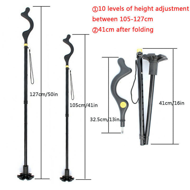 Adjustable Walking Stick Cane Ergonomic Grip Lightweight