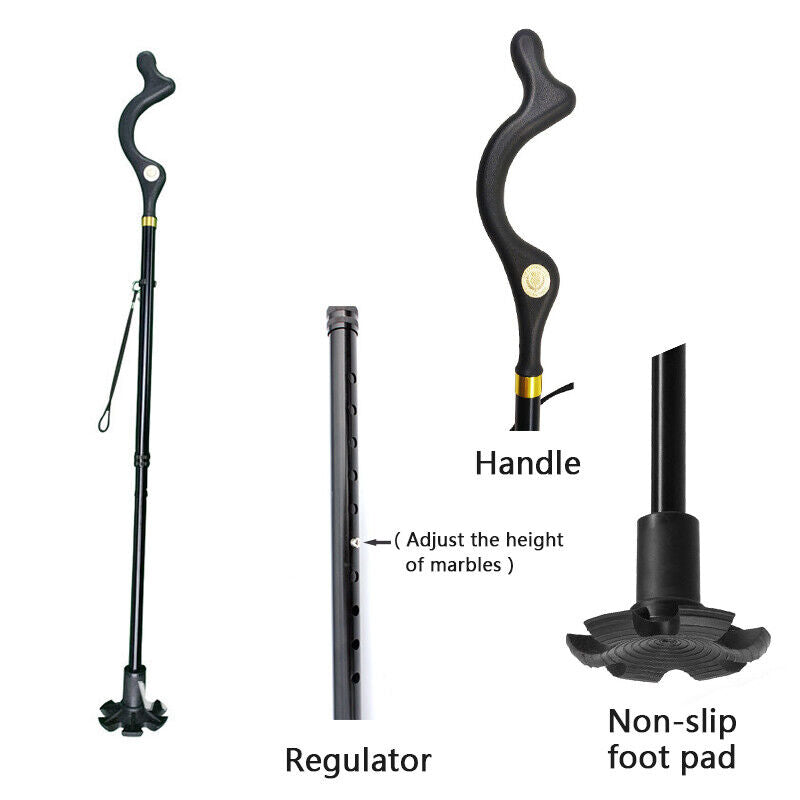 Adjustable Walking Stick Cane Ergonomic Grip Lightweight