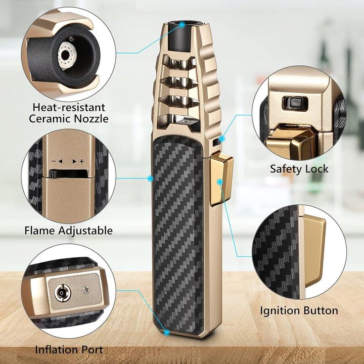 Butane Torch Lighter Windproof Portable Flame Igniter