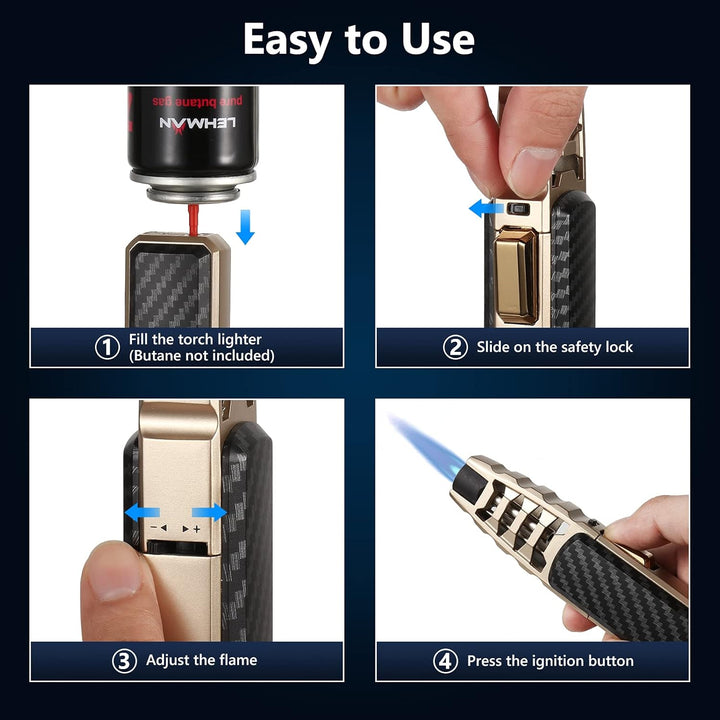 Butane Torch Lighter Windproof Portable Flame Igniter