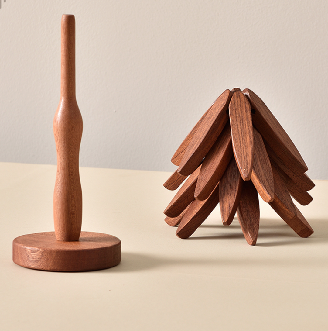 Wood Coasters Set Circular Table Accessories